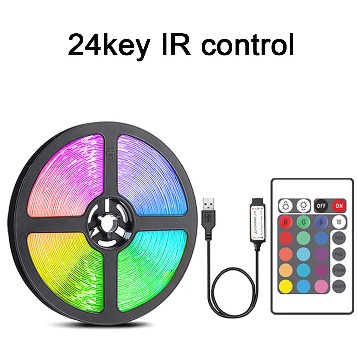 RGB LED Strip Lights with IR Remote Control – USB Powered | 1m to 20m - All Goodz ZA