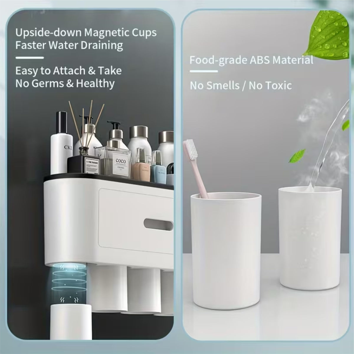 Wall-Mounted Bathroom Organiser with Toothbrush Holders
