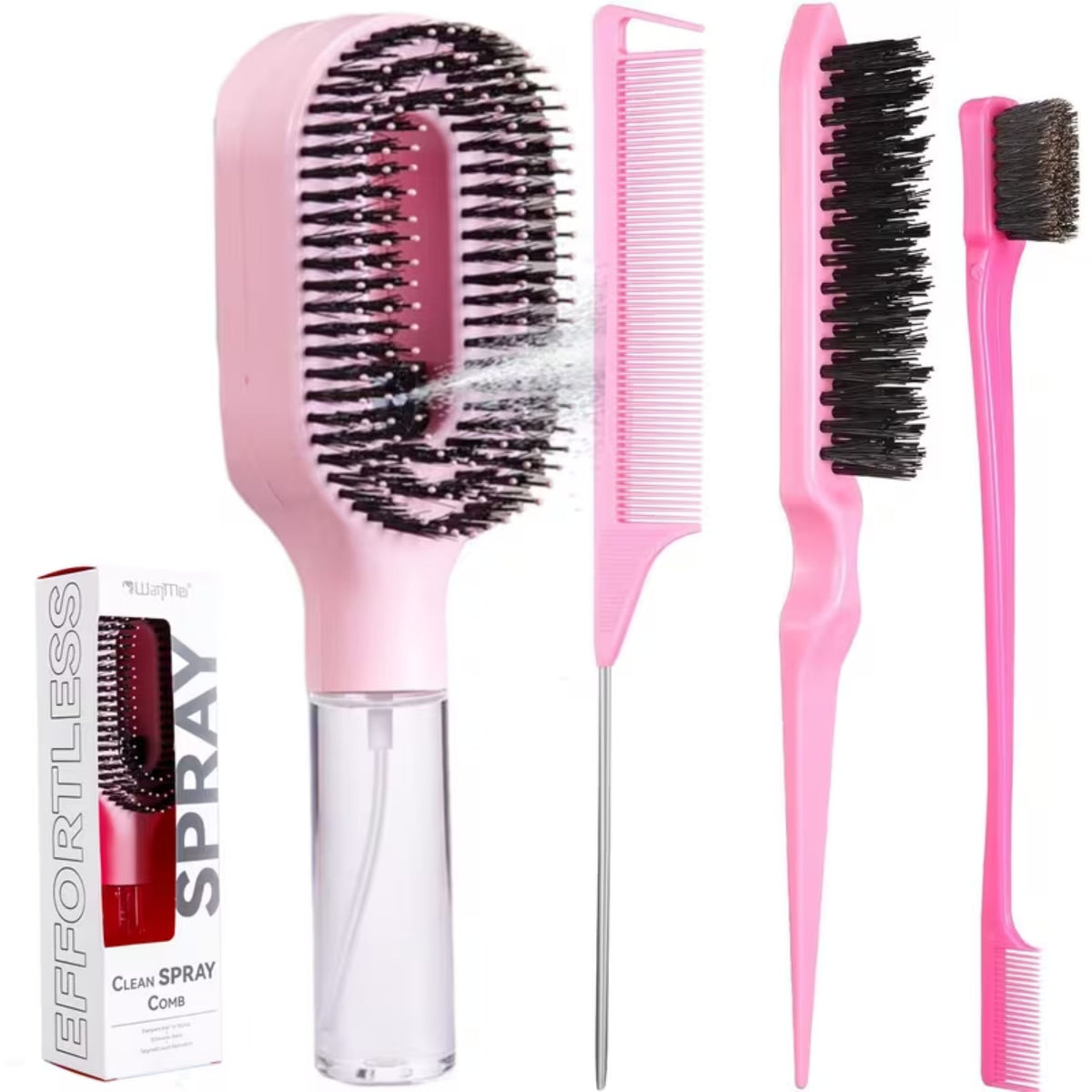 Pink Misting Hair Brush Set | 2-Piece or 4-Piece
