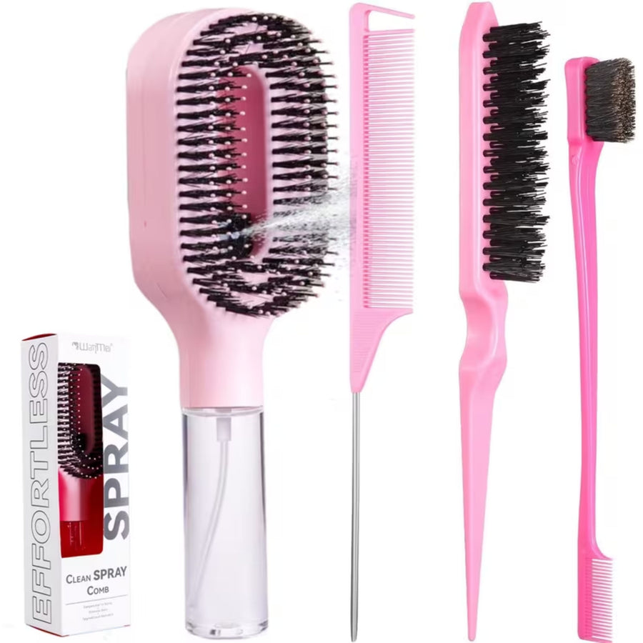 Pink Misting Hair Brush Set | 2-Piece or 4-Piece