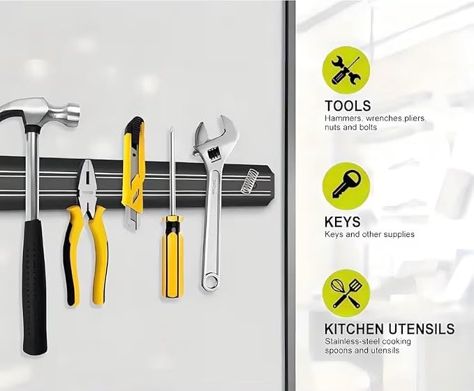 Magnetic Knife & Tool Holder | Black Wall-Mounted Bar