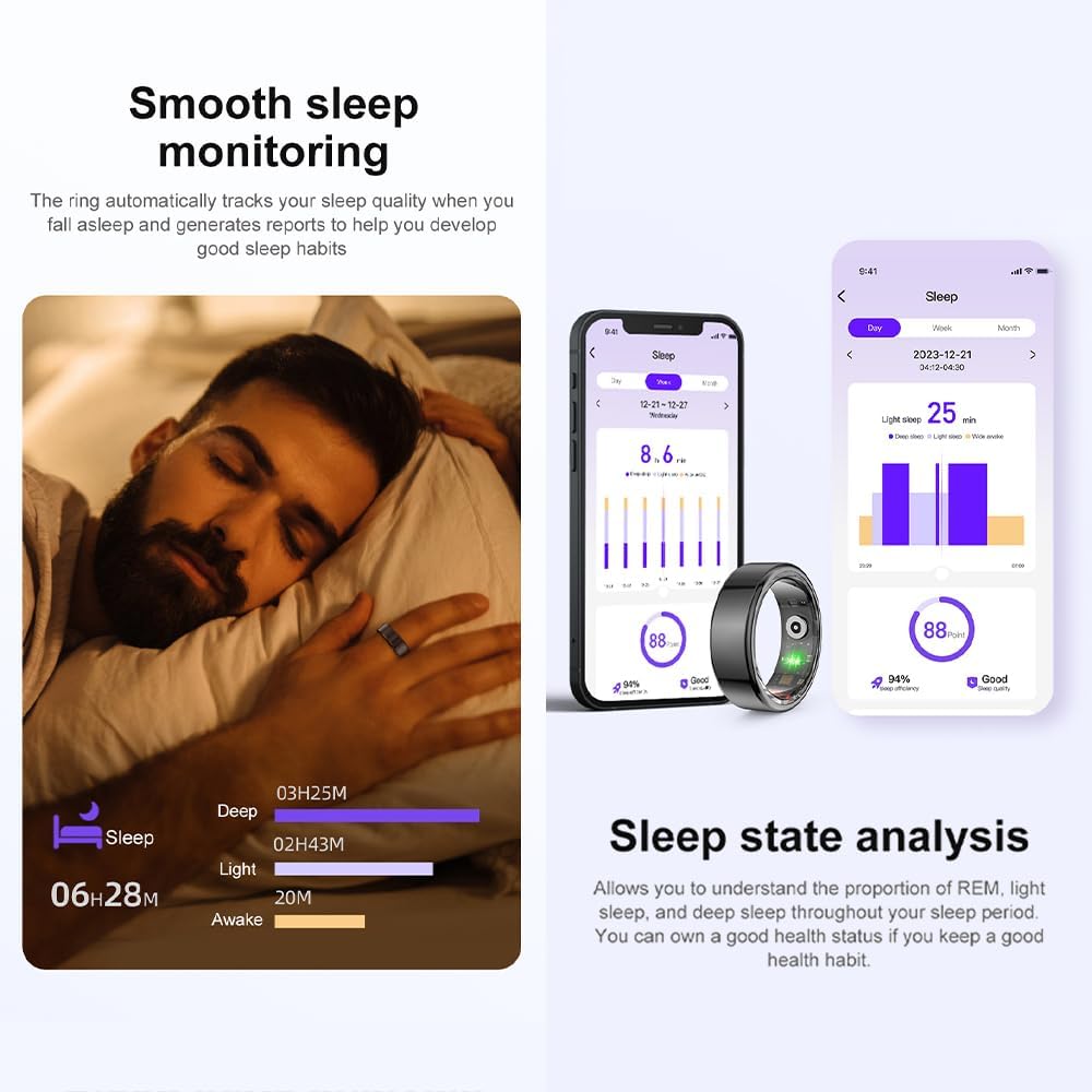 Smart Health Ring with Heart Rate, Sleep & Step Tracker | Wireless Charging Case - All Goodz ZA