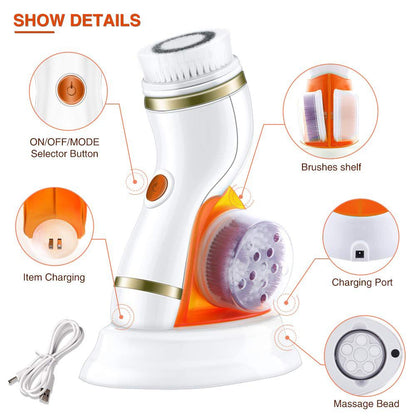 Multifunction 4 in 1 Electric Facial Deep Cleansing Brush