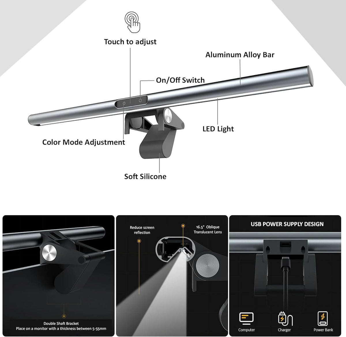LED Screen Light Bar with USB Controller | 3 Colour Modes & Dimmer - All Goodz ZA