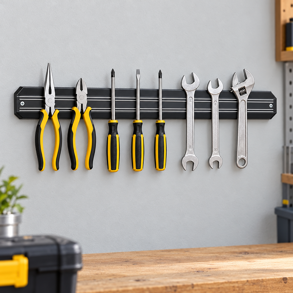 Magnetic Knife & Tool Holder | Black Wall-Mounted Bar