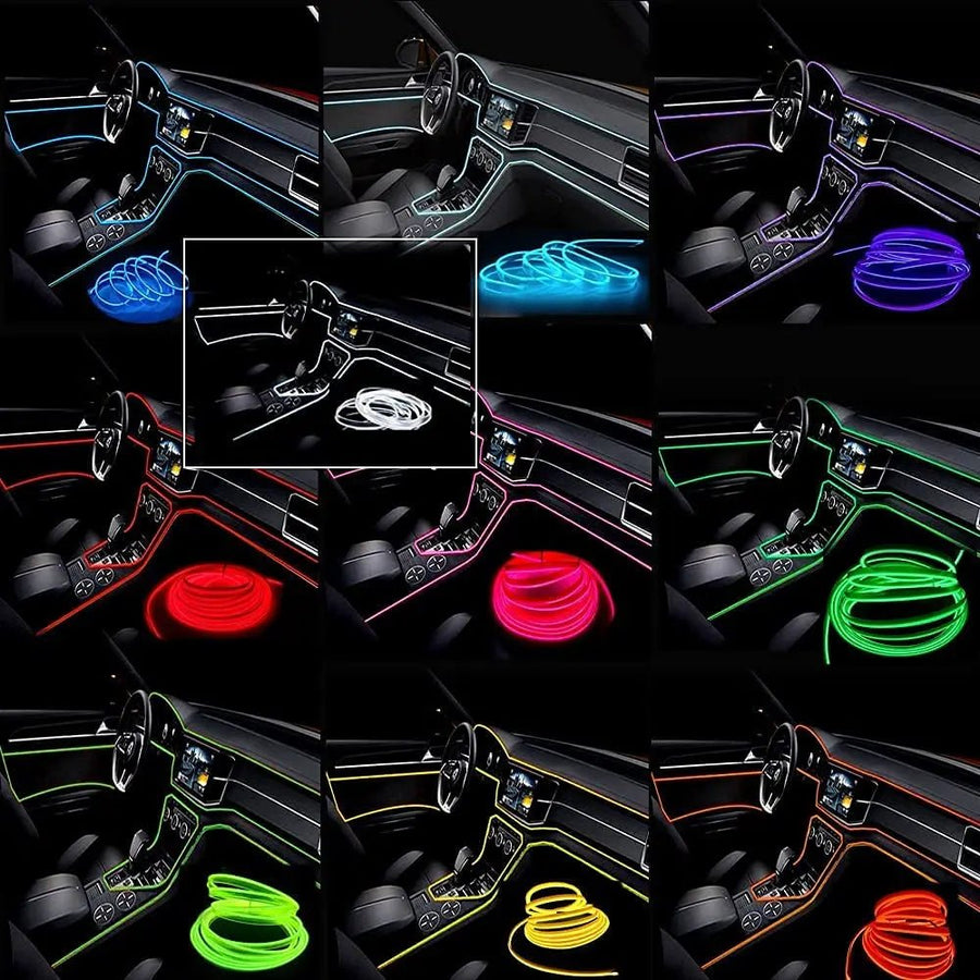 5M Car Interior LED Neon Strip Light – USB & Cigarette Lighter | 10 Colours - All Goodz ZA