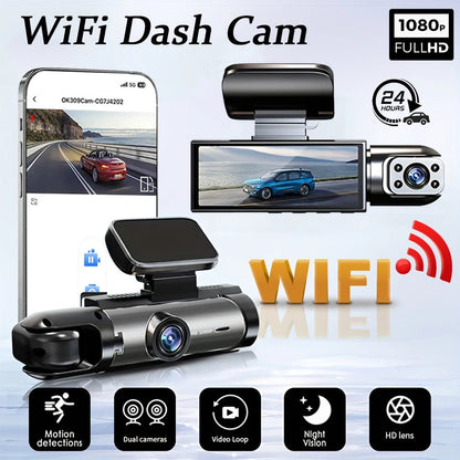 1080P WiFi Dual Lens Dash Cam – Front & Interior | Night Vision, Loop Recording - All Goodz ZA