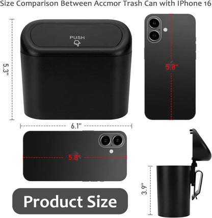 Mini Car Trash Can with Push-Lid | Car Door, Armrest & Desk - All Goodz ZA