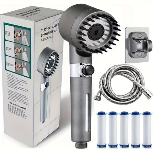 Turbo Filter Shower Head with Hose & Wall Holder