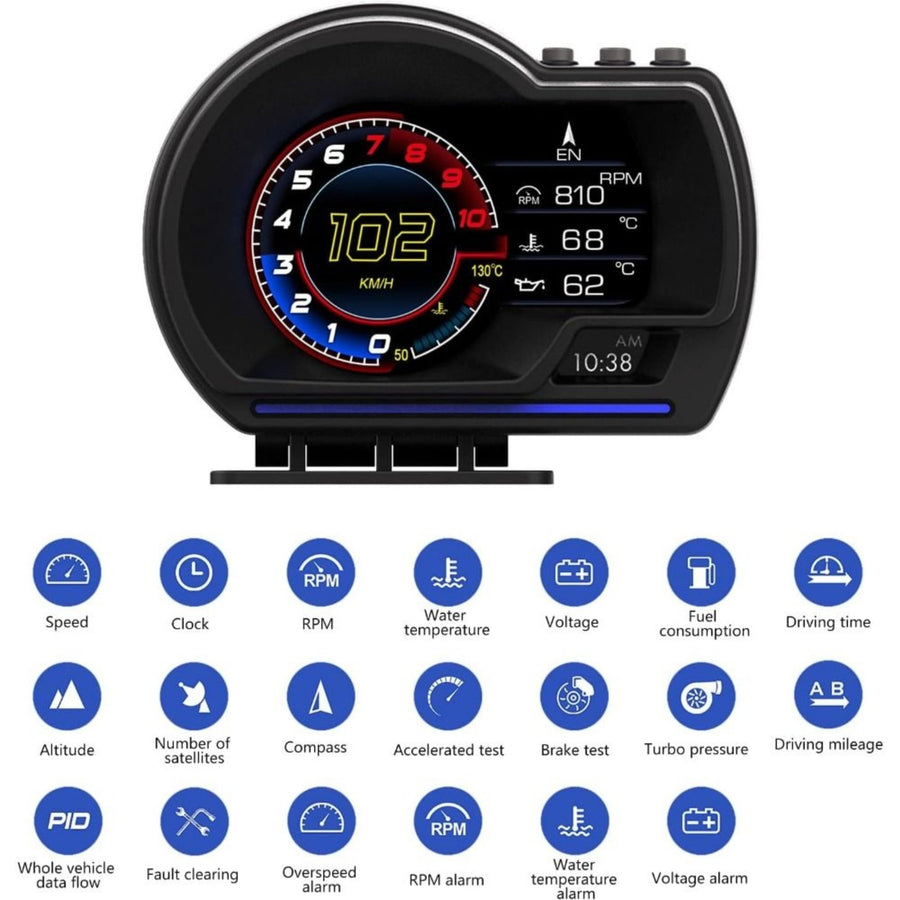 OBD + GPS Smart Gauge HUD Display | 9 Display Modes | All Cars - All Goodz ZA